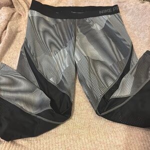 Nike Pro Black and Gray Athletic Tights